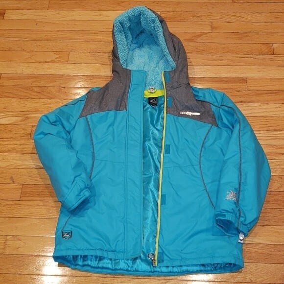 Girls Winter Jacket Size 14/16 Turquoise with Lime trim by ZeroXposure - Picture 1 of 3